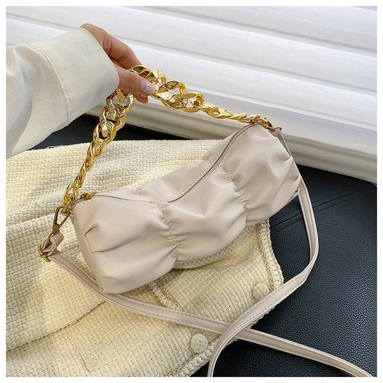 Fold Shoulder Bag for Women Party Clutch Evening Bag Purses Chain Crossbody