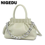 Women Shoulder Bags Lady Handbags Purse PU leather Thick chain Clouds Crossbody