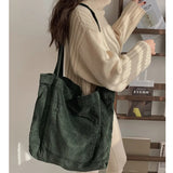 Foldable Corduroy Shopping Bag Large Casual Eco-friendly Reusable Grocery Tote