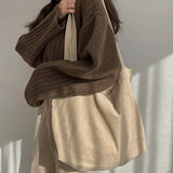 Foldable Corduroy Shopping Bag Large Casual Eco-friendly Reusable Grocery Tote