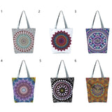 Boho Round Print Shoulder Bag Foldable Large Capacity Top-Handle Bag