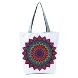 Boho Round Print Shoulder Bag Foldable Large Capacity Top-Handle Bag