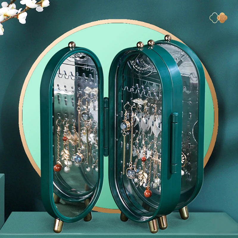 Foldable Jewelry Storage Box Retro Screen Organizer