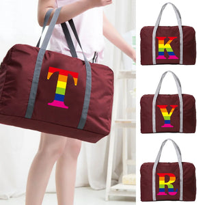 Rainbow Letter Print Duffel Shoulder Bag
