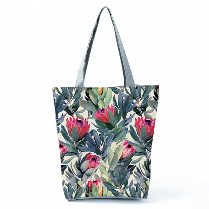 Large Capacity Foldable Floral Print Shopping Shoulder Bag Tote Handbag