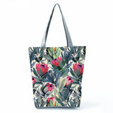 Large Capacity Foldable Floral Print Shopping Shoulder Bag Tote Handbag