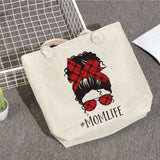 Cartoon Lady Shoulder Bag Sunglasses Girl Print Handbag Foldable Shopping Tote