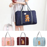 Bear Pattern Foldable Travel Bag Waterproof Handbag Large Capacity Zipper Tote