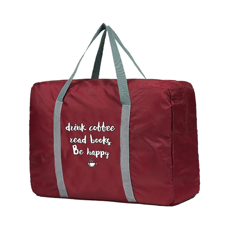 Coffee Print Foldable Travel Bag Portable Clothing Organizer Women Handbags