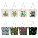 Foldable Travel Beach Rope Shoulder Bag Floral Print Handbags High Capacity