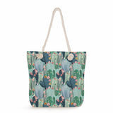 Foldable Travel Beach Rope Shoulder Bag Floral Print Handbags High Capacity