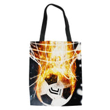 Women Canvas Football Print Shopping Bag Reusable Tote Travel Handbag