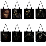African Art Foldable Women Shoulder Bag - Large Capacity Outdoor Travel Tote