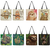 Foldable Women's Shoulder Bag Sloth Print Eco-Friendly Travel Tote