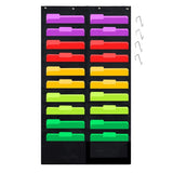 Black Folder Pocket Chart, Cascading Wall Organizer, 20 Pockets