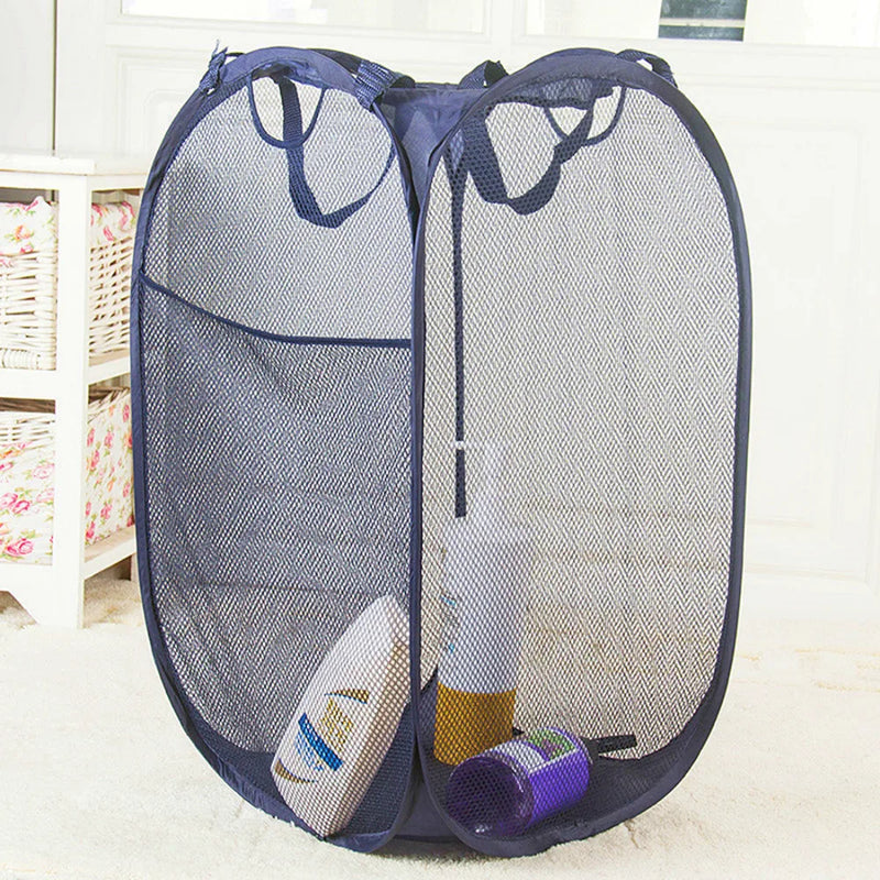 Foldable Laundry Storage Basket Nylon Mesh Net Bag