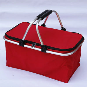 Insulated Cooler Bag Storage Basket Outdoor Portable Picnic Basket