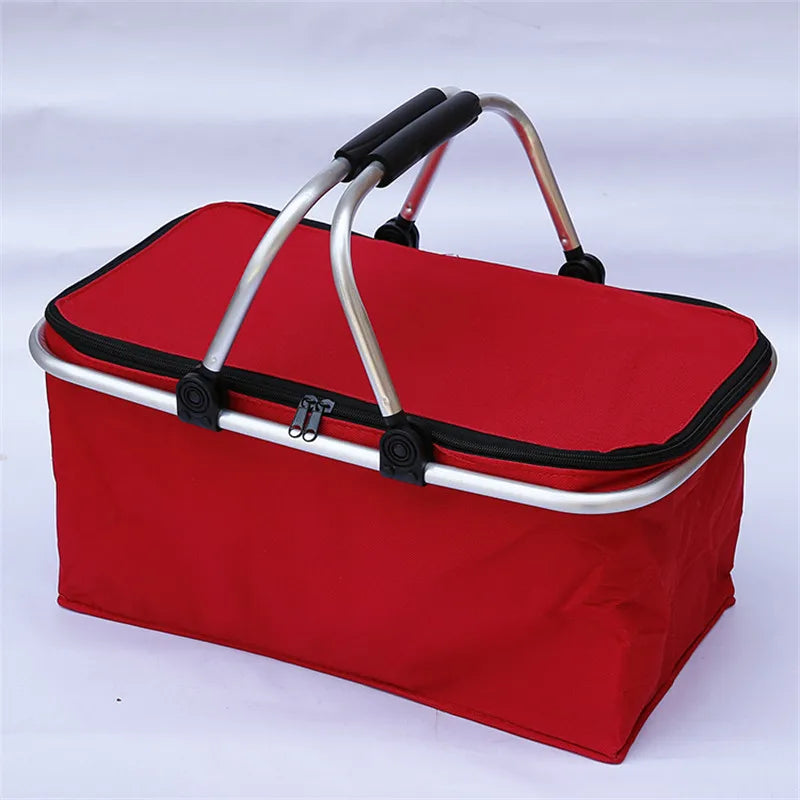 Insulated Cooler Bag Storage Basket Outdoor Portable Picnic Basket