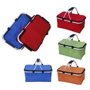 Insulated Cooler Bag Storage Basket Outdoor Portable Picnic Basket