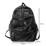Folding Woman Backpack PU Leather Rucksack Multi-pocket Bagpacks School Bags