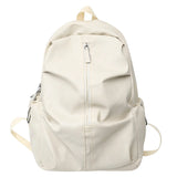 Folding Woman Backpack PU Leather Rucksack Multi-pocket Bagpacks School Bags
