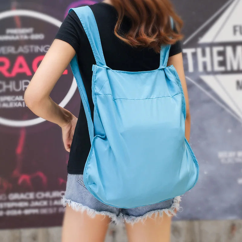 Foldable Portable Backpack Waterproof Storage Bag Women