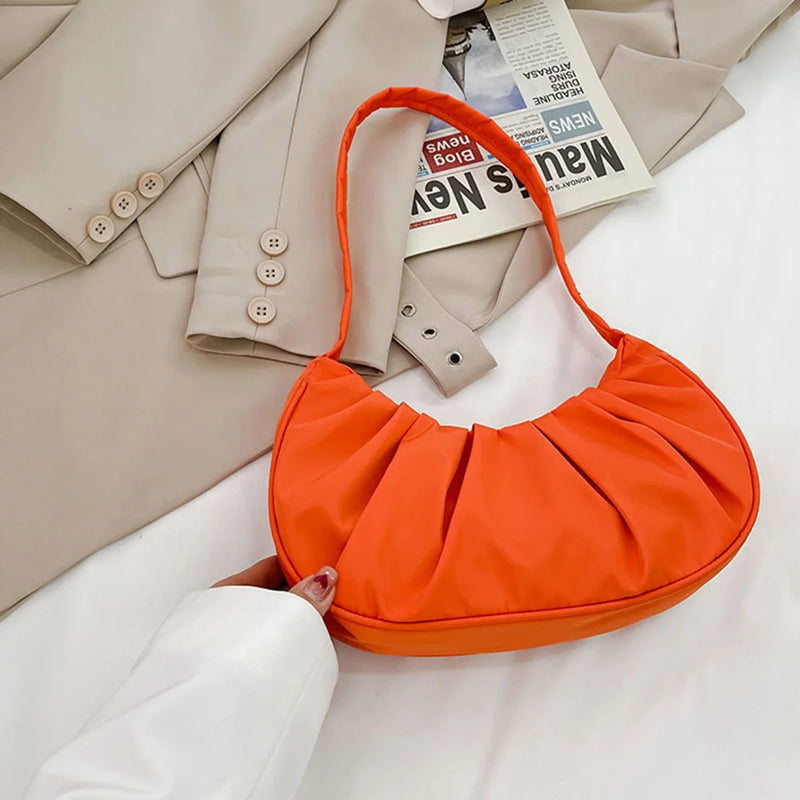 Soft Nylon Shoulder Bag for Women, Cloud Underarm Handbag