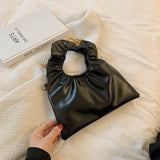 Small PU Leather Tote with Round Handle for Women