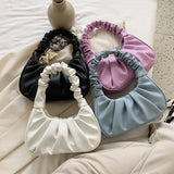 Soft-Faced Magnetic Button Handbag Women Solid PU Underarm Shoulder Bag