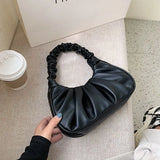 Soft-Faced Magnetic Button Handbag Women Solid PU Underarm Shoulder Bag