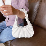 Soft-Faced Magnetic Button Handbag Women Solid PU Underarm Shoulder Bag