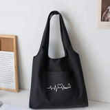 Food Pattern Print Canvas Vest Bag Large Capacity Tote Bag