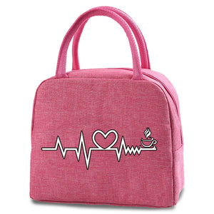 Food Print Lunch Bag Canvas Cooler Box Picnic Bag Lunch Bags Camping Travel