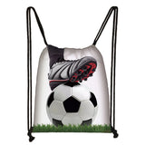 Canvas Soccer Print Backpack Men Drawstring Bag Teen Boys Travel Gift