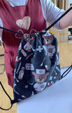Canvas Soccer Print Backpack Men Drawstring Bag Teen Boys Travel Gift