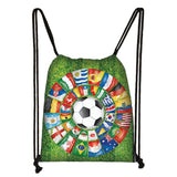 Canvas Soccer Print Backpack Men Drawstring Bag Teen Boys Travel Gift