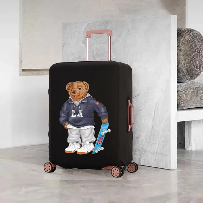 Bear Doll Pattern Luggage Cover 18-32 Inch Elastic Protector Dust-proof Set