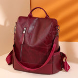 Vintage Leather Backpack School Bag for Girls