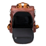 Vintage Leather Backpack School Bag for Girls