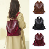 Vintage Leather Backpack School Bag for Girls