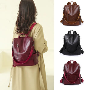 Women's Vintage Leather School Bag Backpack