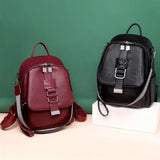 Vintage Leather Backpack for Women Girls School Travel Bagpack