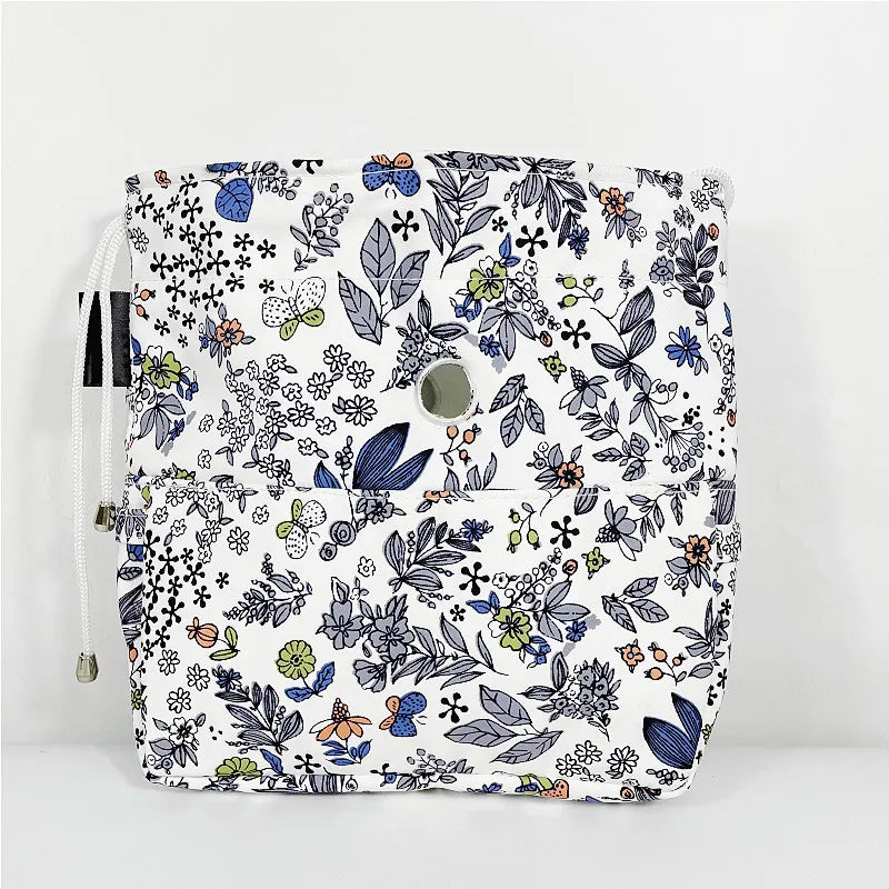 Flower Drawstring Canvas Bag for Obag Moon Style Inner Bag