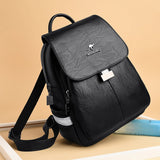 Teen Girl Travel Backpack Retro PU Leather School Bag