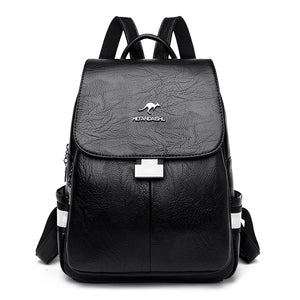 Teen Girl Travel Backpack Retro PU Leather School Bag
