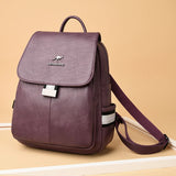 Teen Girl Travel Backpack Retro PU Leather School Bag
