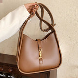 Adjustable Strap Crossbody Bag Leather Bucket Shoulder Bag