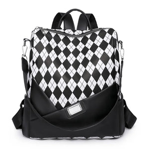 Women Zipper Backpack PU Leather Crossbody Bag