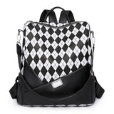 Women Zipper Backpack PU Leather Crossbody Bag