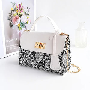 Snake Pattern Small Square Handbag Chain Messenger Bag
